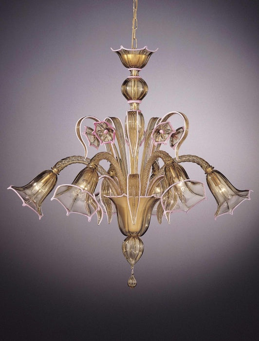 Amber and pink Murano chandelier