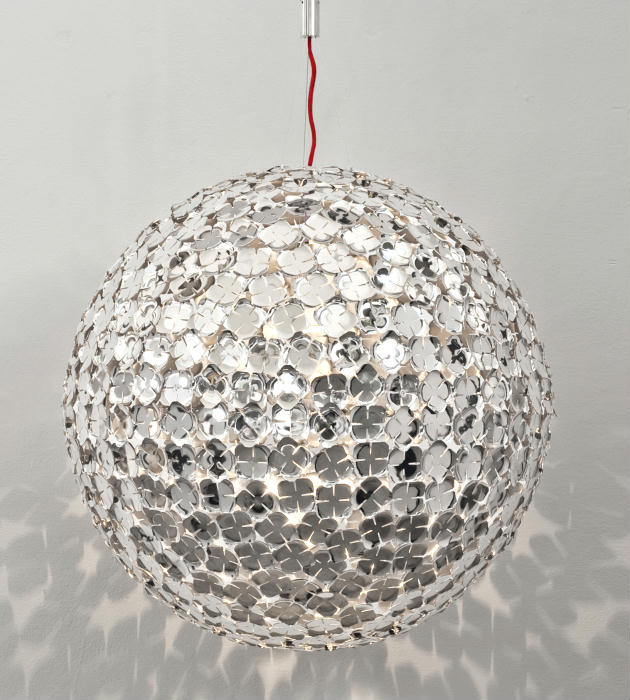 Ortenzia gold-plated or nickel ceiling globe light from Terzani