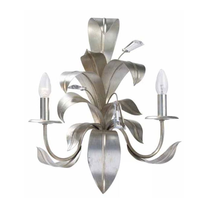 Silver Metal Leaves Wall Light with premium Elements Crystals