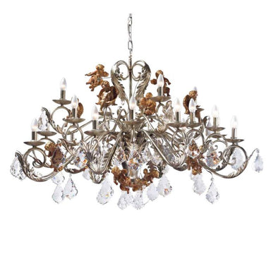 Silver Metal Chandelier with Gold Angels & premium Elements