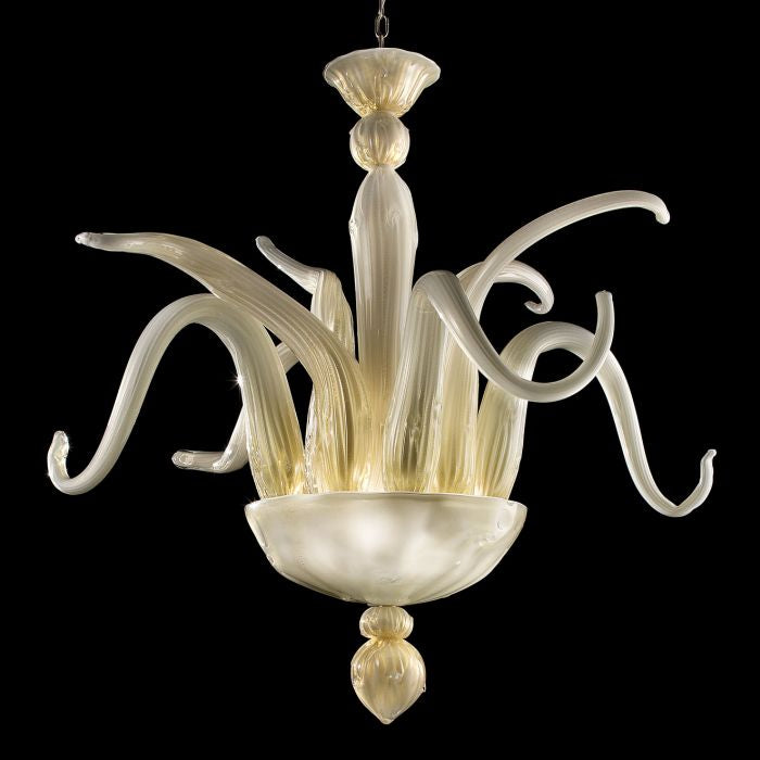 Modern white Murano glass art chandelier