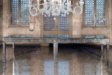 Exquisite three-metre-long Venetian mirror dining table