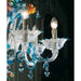 Aquamarine Murano glass chandelier with coloured flowers