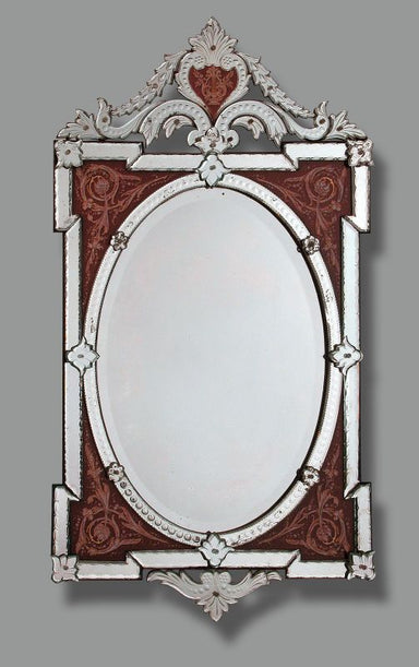 Tall 18Th Century Venetian Wall Mirror With Custom Colour Glass