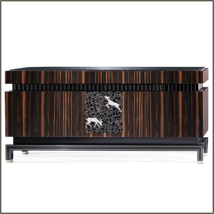 Ebony art deco style sideboard with reindeer motifs
