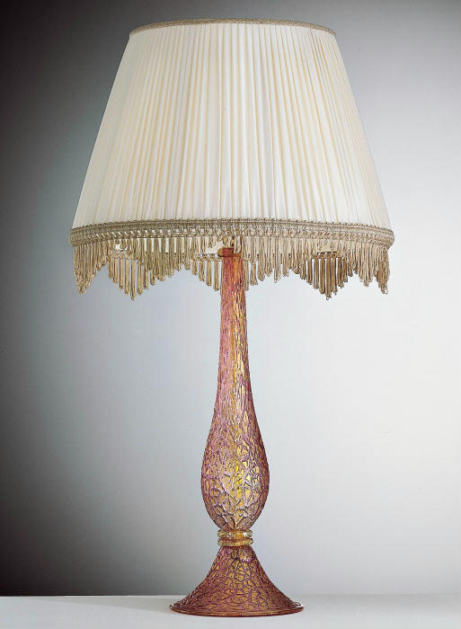 Tall pink and gold Murano glass table lamp base