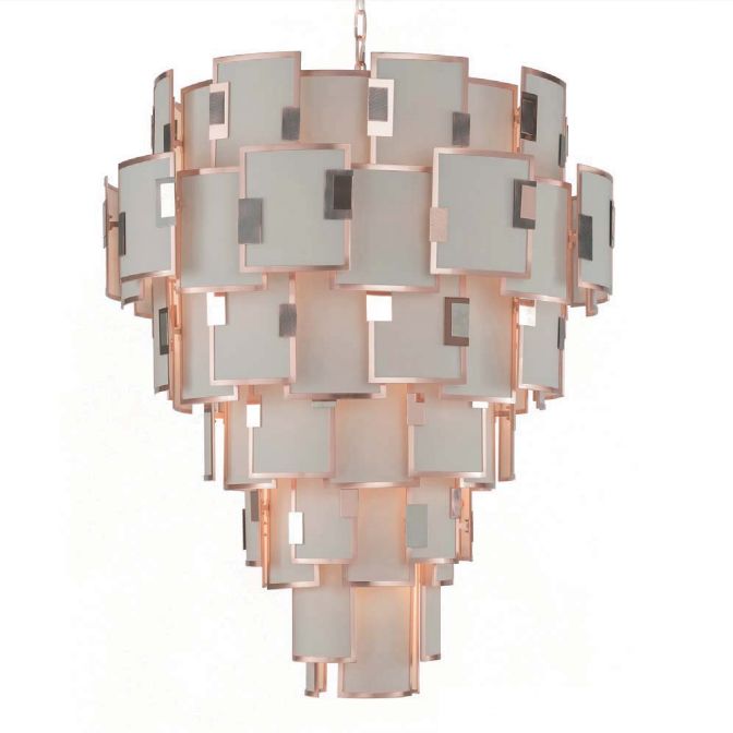 Copper framed modern Italian chandelier with 6 tiers