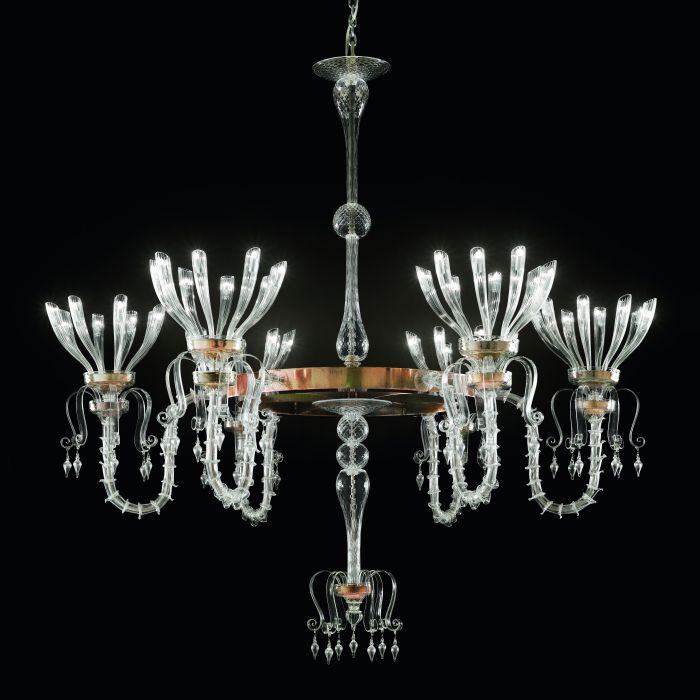 Modern Rezzonico style Venetian glass chandelier