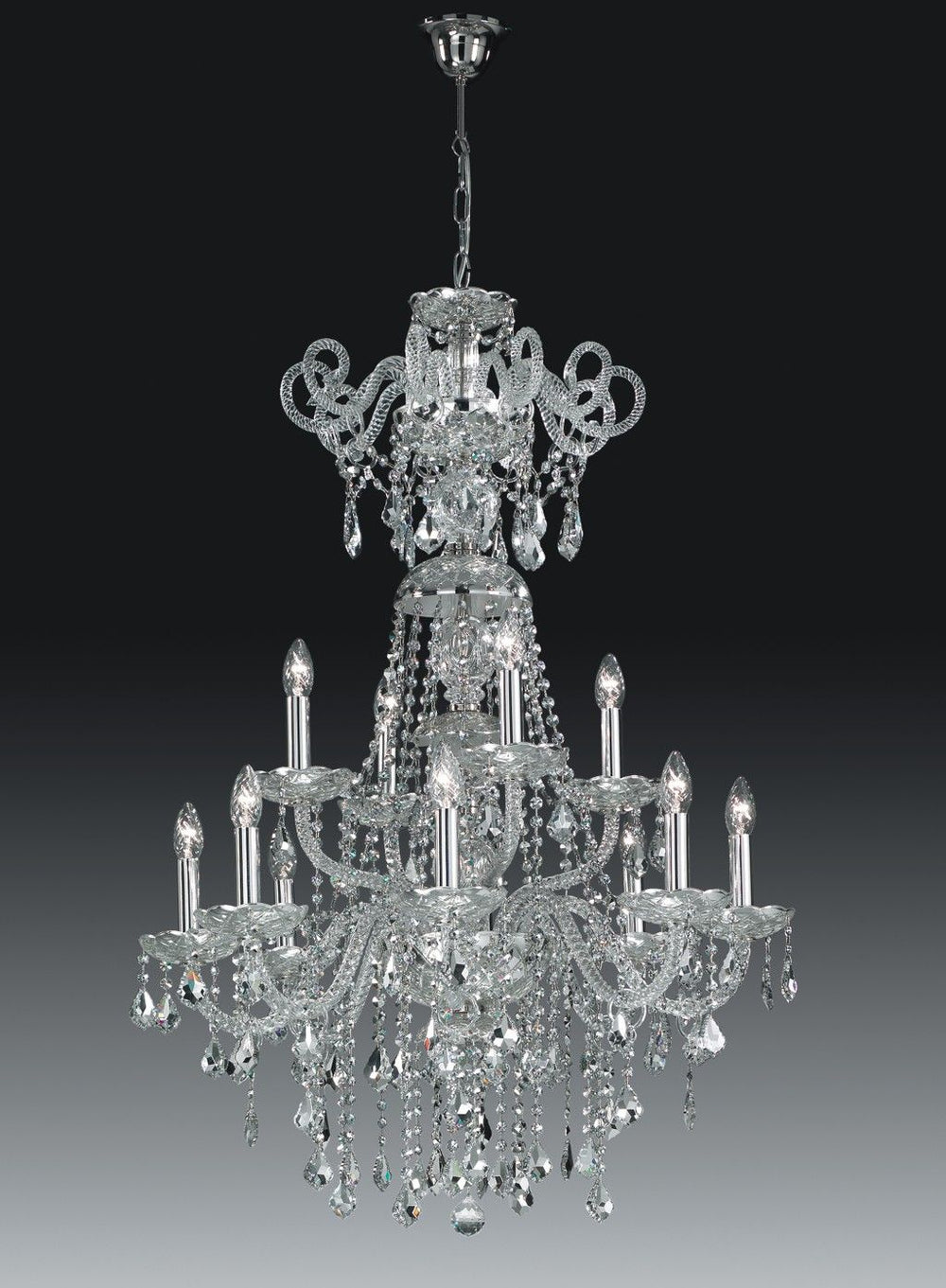 Beautiful modern silver or gold Asfour lead crystal chandelier with 12 lights
