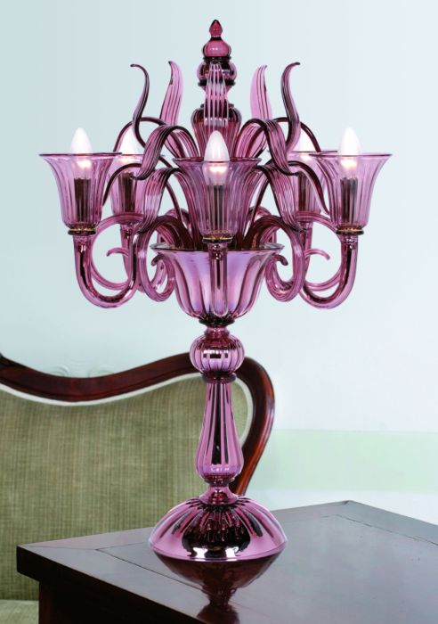 Pink chandelier table deals lamp