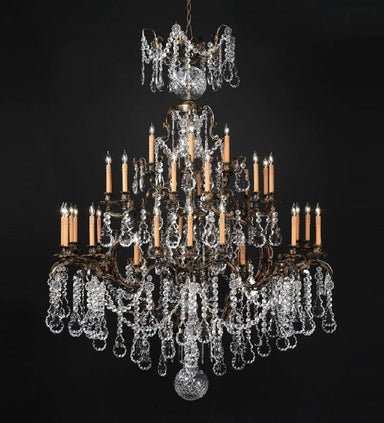 42 light 3 tier chandelier with Bohemian crystal pendants