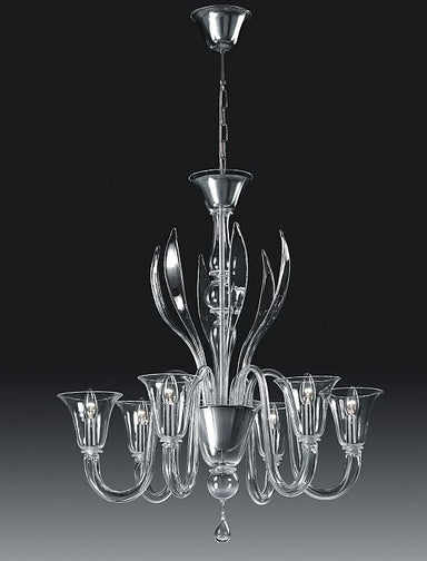 Clear Murano Glass 6 Light Alessandro Lenarda Chandelier