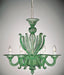 Green Murano glass Venetian style 6 light chandelier