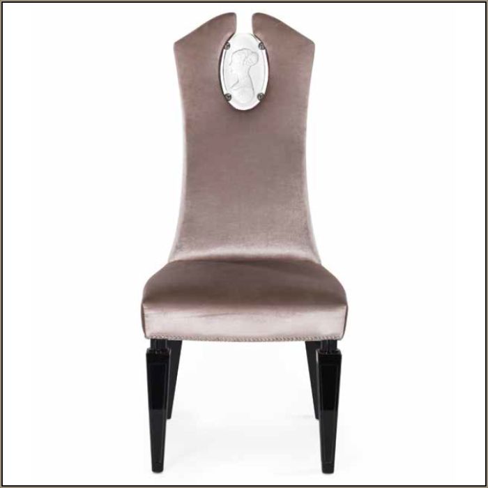 Luxury lilac velvet high-backed dining chair