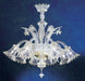 8 Light clear Murano glass flower chandelier & gold trim