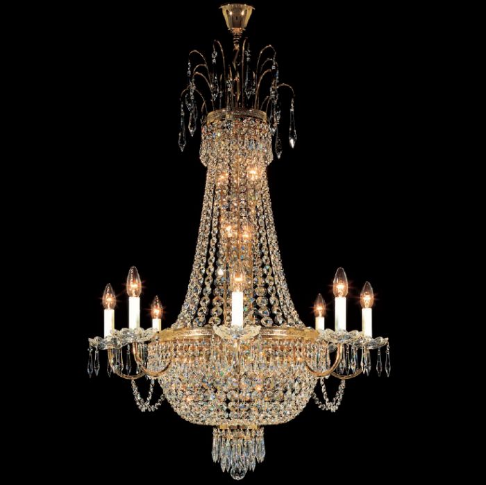 Gold-plated Swarovski Spectra crystal empire chandelier