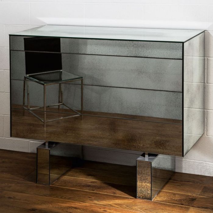 Luxury Venetian mirrored glass chest of drawers
