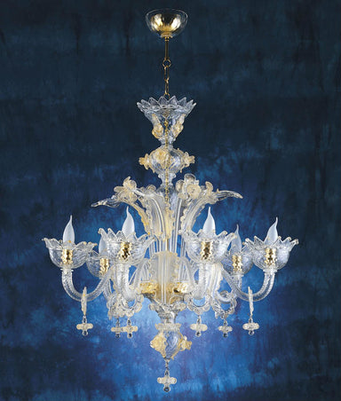 Luxury Muranese 6 light chandelier in a range of colours