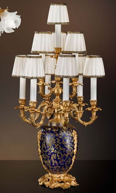 10 light blue and gold porcelain table lamp