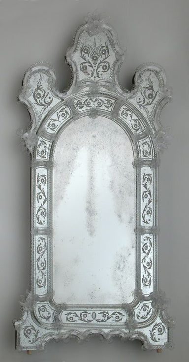 Classic Venetian Mirror With Glass Flower Decoration