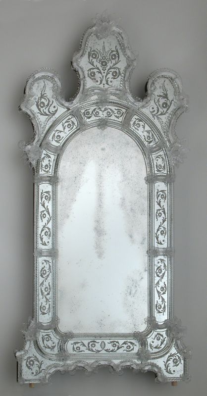 Classic Venetian Mirror with Glass Flower Decoration