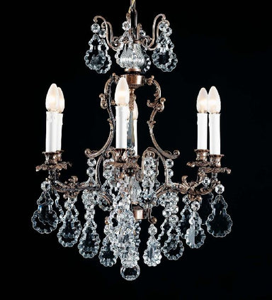 6 Light Chandelier With Hand Cut Bohemian Crystals