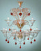Large topaz and clear glass Murano flower chandelier
