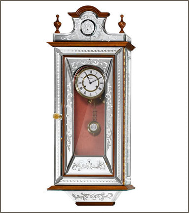 Walnut and Venetian mirror pendulum wall clock