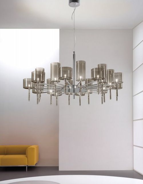 Round grey, red or orange SP20 chandelier from Axo Light