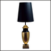 Wooden table lamp in black and gold
