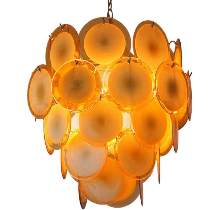 Modernist mid-century disc chandelier in custom colours