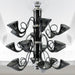 Gorgeous 3 tier black Murano glass chandelier with chrome frame