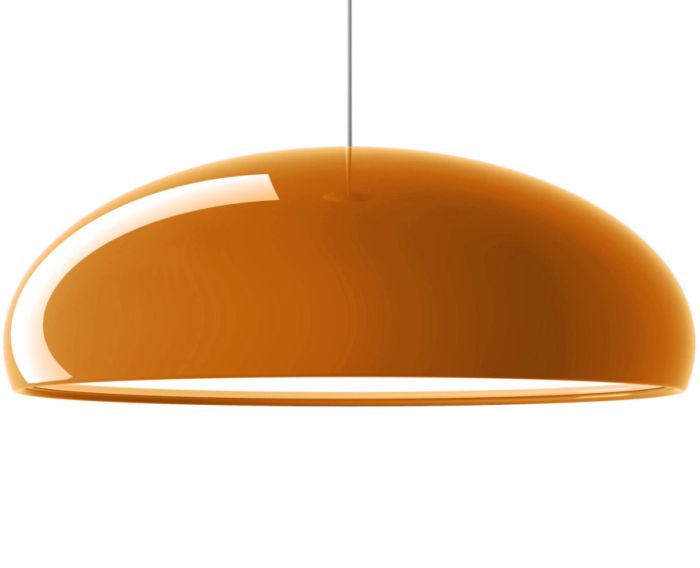 Shiny orange modern metal pendant light with acrylic diffuser