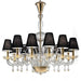 Luxurious clear & gold Murano chandelier with 12 shades