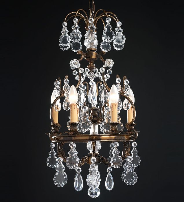 6 Light French Gold Chandelier with Bohemian Crystals