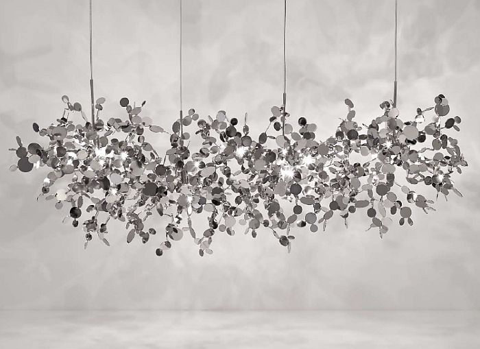Argent 125 cm silver metal ceiling pendant by Terzani