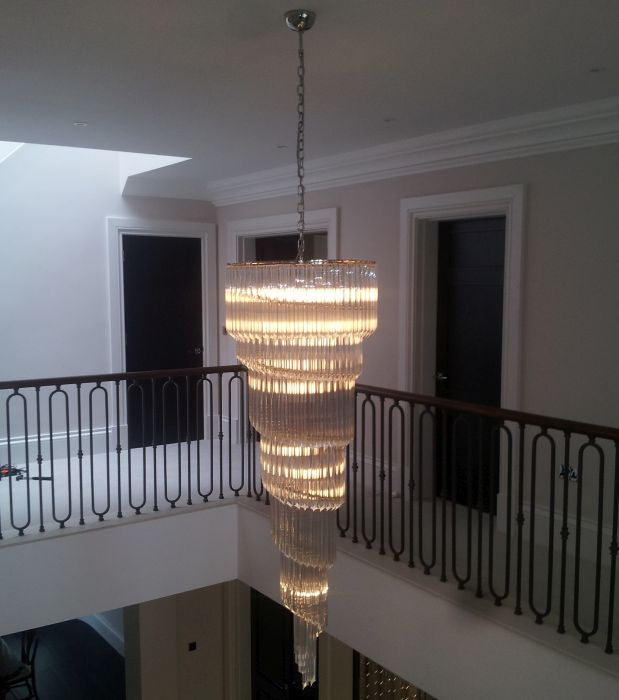 Bespoke 70s style Murano glass prism hallway chandelier