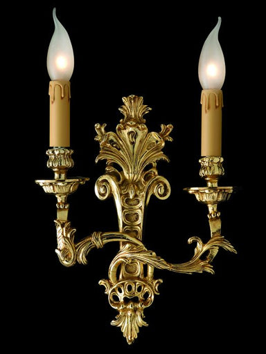 Louis XV-style gold-plated Italian wall sconce with 2 lights