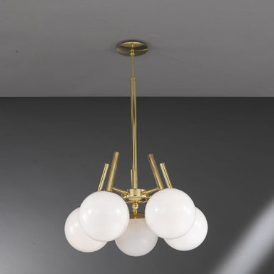 Mid-Century Brass 5 Lamp Chandelier