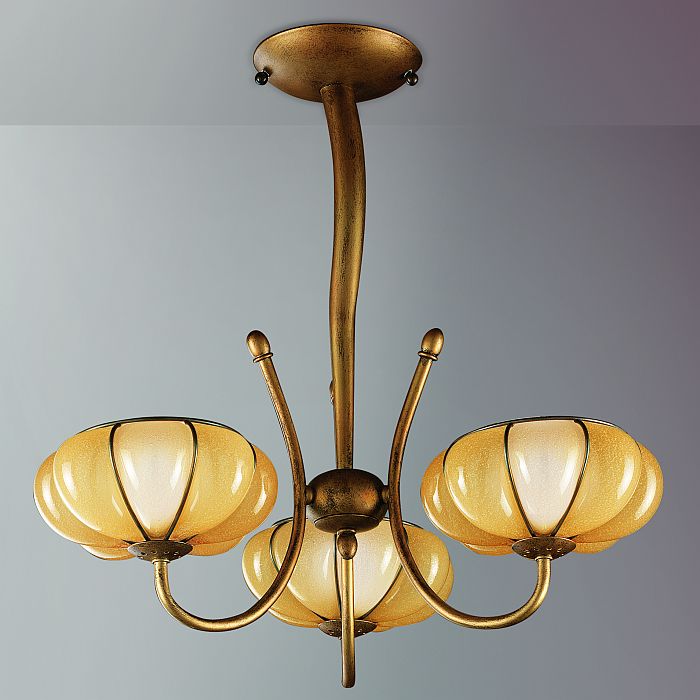 Amber Murano glass chandelier with bronze frame