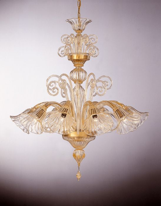 Murano glass chandelier with flower shaped shades