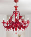 Opulent red Murano glass 9 light chandelier