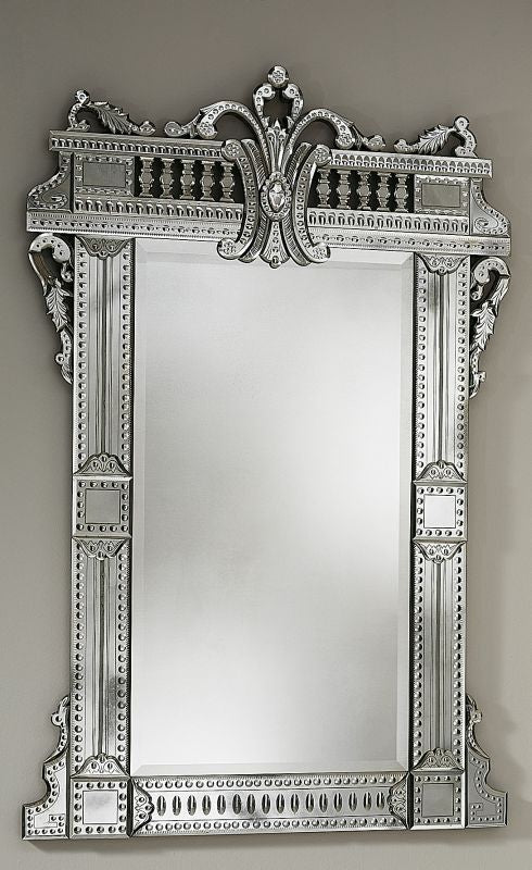 Classic French style Venetian mirror with decorative crest