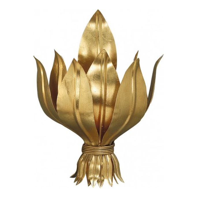 Gold Metal Wall Light Formed in the Style of Leaves