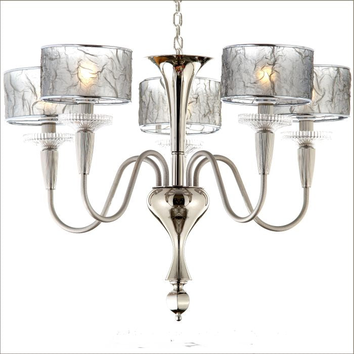 Modern chandelier with silver, copper or gold metallic shades