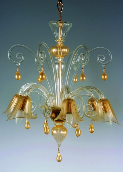 Gold and crystal droplet chandelier