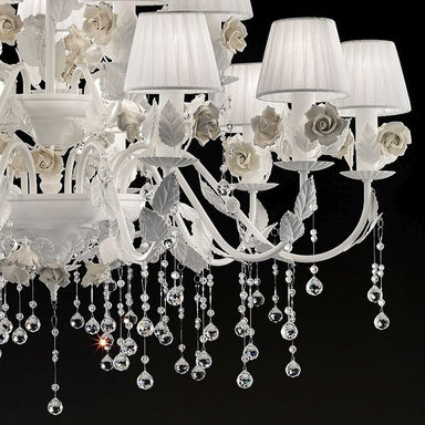 Beautiful 15 light chandelier with hand-painted roses