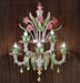 Silver, pink & green Murano glass floral wall light