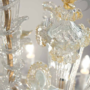 Large gold and white Murano glass Rezzonico chandelier