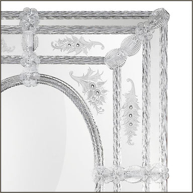 Venetian over-mantel mirror with Murano cristallo glass flowers